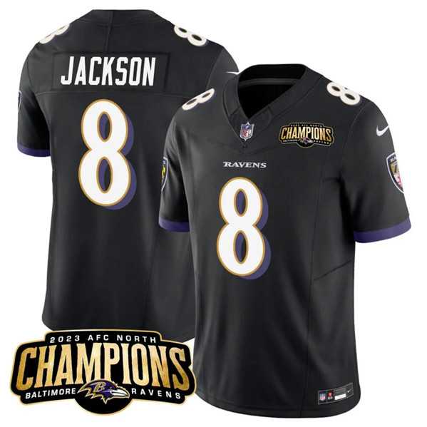 Men & Women & Youth Baltimore Ravens #8 Lamar Jackson Black 2023 F.U.S.E. AFC North Champions Vapor Limited Jersey,We sell and wholesale Men & Women & Youth Baltimore Ravens #8 Lamar Jackson Black 2023 F.U.S.E. AFC North Champions Vapor Limited Jersey on line form chian!